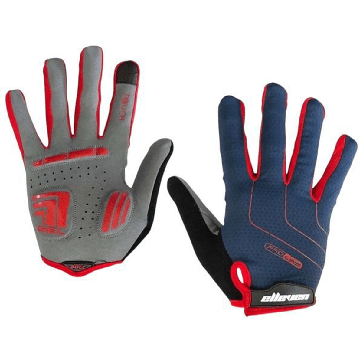 LUVA CICLISTA ELLEVEN FECHADA TOUCH AZUL/VERMELHA GEL M