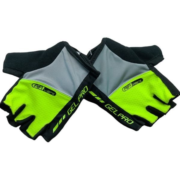 LUVA CICLISTA ELLEVEN GEL ABERTA PRETA/CINZA/VERDE M