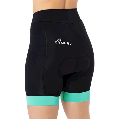 BERMUDA CICLISMO FEMININA CYCLE 7 EXTREME PRETA/VERDE TAM M