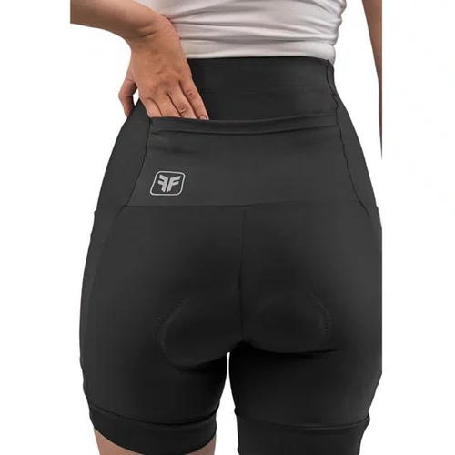 BERMUDA CICLISMO FEMININA FREE FORCE BASIC PRETA COM BOLSO