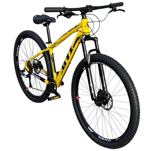BICICLETA ARO 29 GTI ROMA ALUM. 7V FREIO HIDRAULICO AMARELA