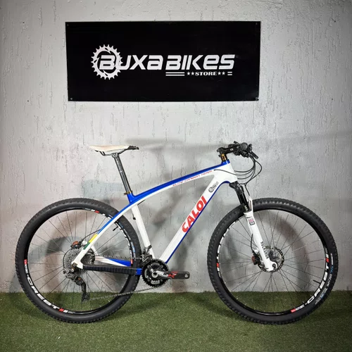 BICICLETA CALOI CARBON TEAM XTR 22V BRANCA/AZUL TAM L