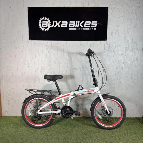 BICICLETA DOBRAVEL FD-500 SHIMANO 21V FREIO A DISCO BRANCA 