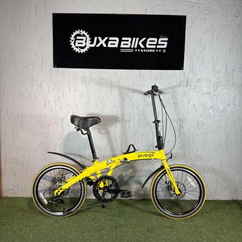 BICICLETA DOBRAVEL TWO DOGS PLIAGE ARO 20 SHIMANO 7V AMARELA