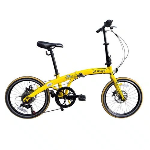 BICICLETA DOBRAVEL TWO DOGS PLIAGE ARO 20 SHIMANO 7V AMARELA
