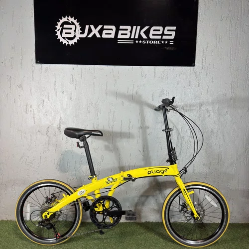 BICICLETA DOBRAVEL TWO DOGS PLIAGE ARO 20 SHIMANO 7V AMARELA