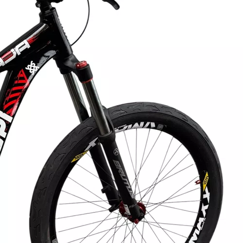 BICICLETA HUPI NAJA 2026 PRETA/VERMELHA ARO 26 WHEELING/GRAU