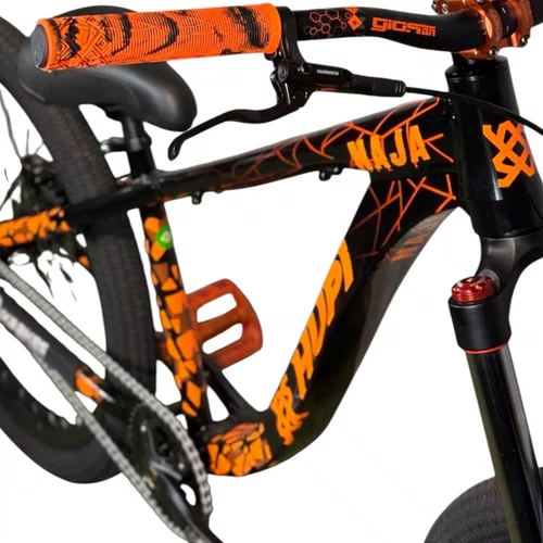 BICICLETA HUPI NAJA PRETA/LARANJA ARO 26 WHEELING/GRAU
