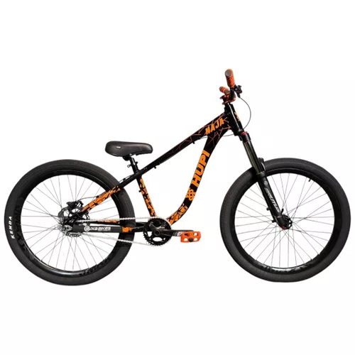 BICICLETA HUPI NAJA PRETA/LARANJA ARO 26 WHEELING/GRAU
