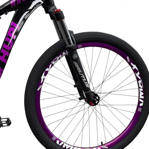 BICICLETA HUPI NAJA PRETA/ROXA/BRANCA ARO 26 WHEELING/GRAU
