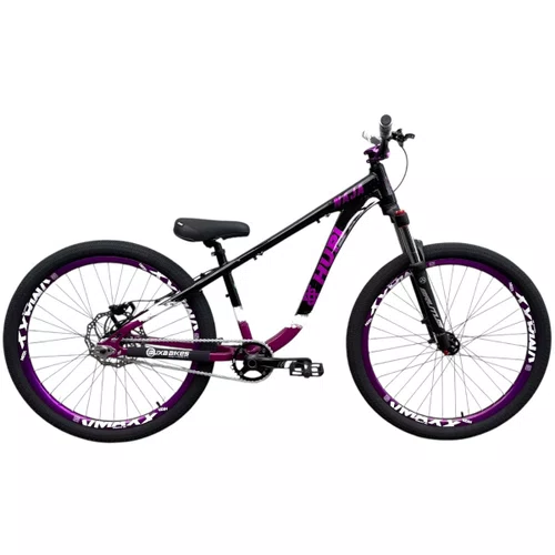 BICICLETA HUPI NAJA PRETA/ROXA/BRANCA ARO 26 WHEELING/GRAU