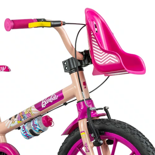 BICICLETA INFANTIL ARO 16 FEMININA NATHOR BARBIE SALMAO/ROSA