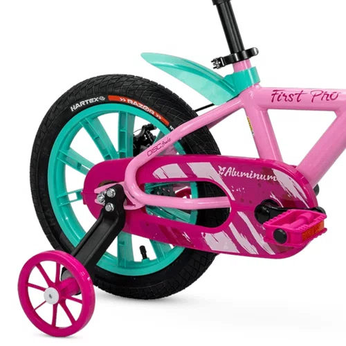 BICICLETA INFANTIL NATHOR ARO 14 FIRST PRO ROSA/VERDE