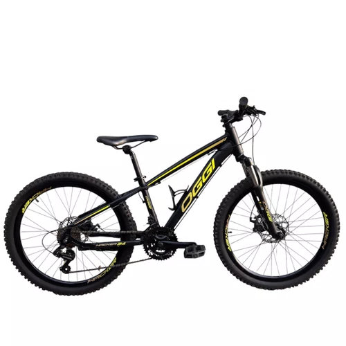 BICICLETA OGGI HACKER SPORT 24 SHIMANO 21 V PRETA/AMARELA