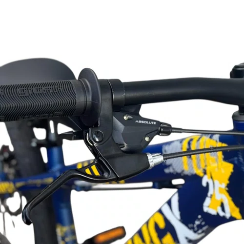 BICICLETA VIKINGX TUFF 25 FREIOS A DISCO AZUL/AMARELO GRAU