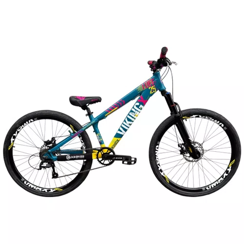 BICICLETA VIKINGX TUFF 25 FREIOS A DISCO AZUL FOSCO/AMARELO