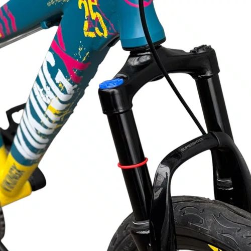 BICICLETA VIKINGX TUFF 25 FREIOS A DISCO AZUL FOSCO/AMARELO