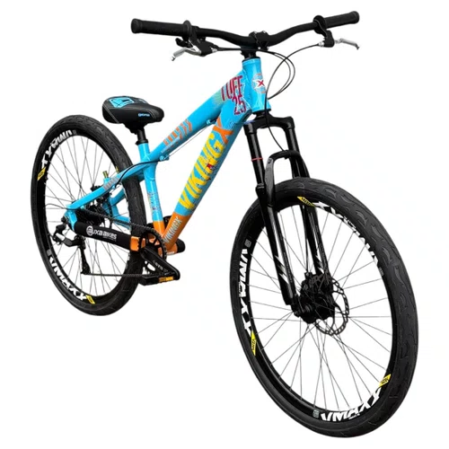 BICICLETA VIKINGX TUFF 25 FREIOS A DISCO AZUL/LARANJA GRAU