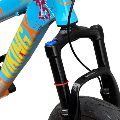 BICICLETA VIKINGX TUFF 25 FREIOS A DISCO AZUL/LARANJA GRAU