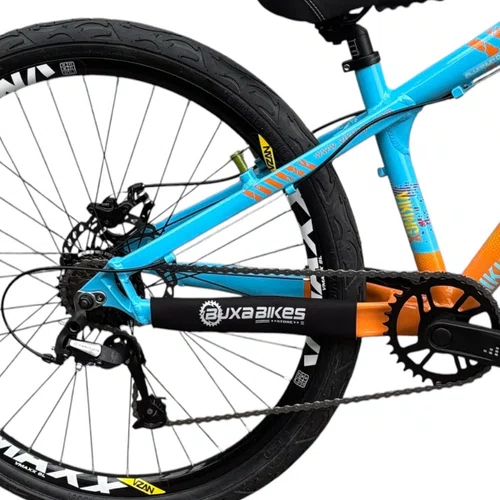 BICICLETA VIKINGX TUFF 25 FREIOS A DISCO AZUL/LARANJA GRAU