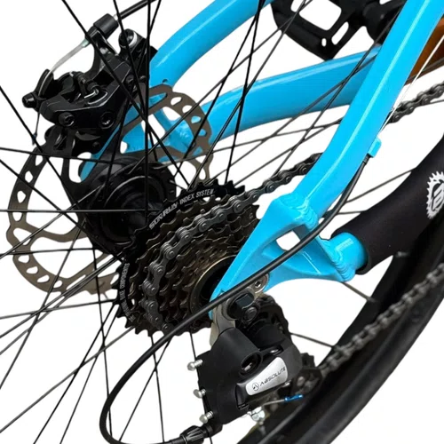 BICICLETA VIKINGX TUFF 25 FREIOS A DISCO AZUL/LARANJA GRAU