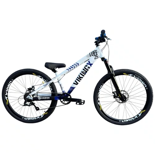BICICLETA VIKINGX TUFF 25 FREIOS A DISCO BRANCO/AZUL GRAU