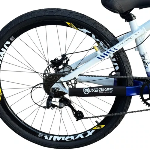 BICICLETA VIKINGX TUFF 25 FREIOS A DISCO BRANCO/AZUL GRAU