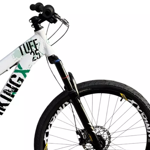 BICICLETA VIKINGX TUFF 25 FREIOS A DISCO BRANCO/VERDE GRAU