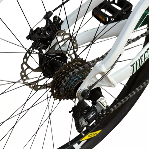 BICICLETA VIKINGX TUFF 25 FREIOS A DISCO BRANCO/VERDE GRAU