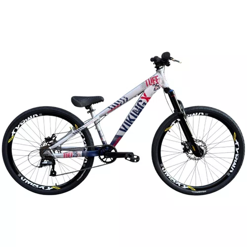 BICICLETA VIKINGX TUFF 25 FREIOS A DISCO PRATA/AZUL GRAU