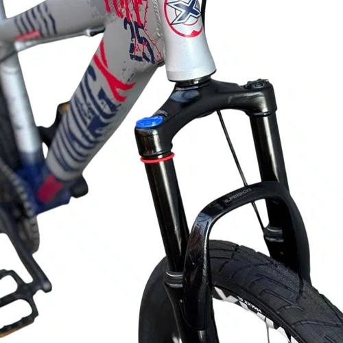 BICICLETA VIKINGX TUFF 25 FREIOS A DISCO PRATA/AZUL GRAU