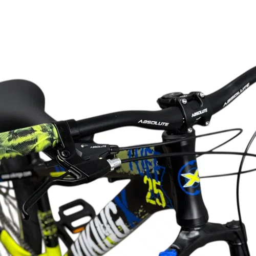 BICICLETA VIKINGX TUFF 25 FREIOS A DISCO PRETO/AMARELO GRAU