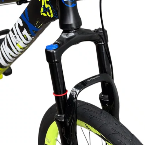 BICICLETA VIKINGX TUFF 25 FREIOS A DISCO PRETO/AMARELO GRAU