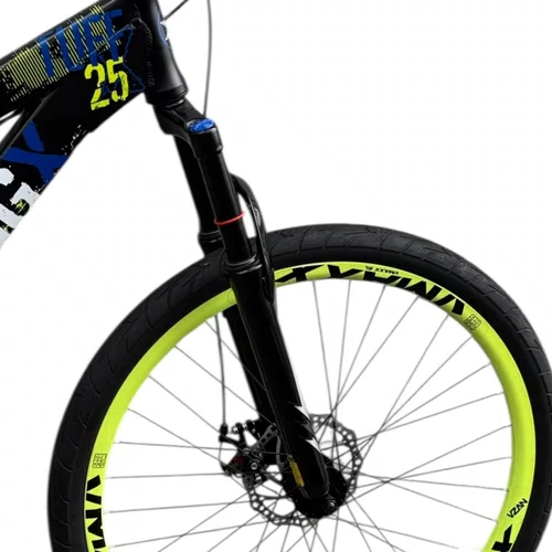 BICICLETA VIKINGX TUFF 25 FREIOS A DISCO PRETO/AMARELO GRAU