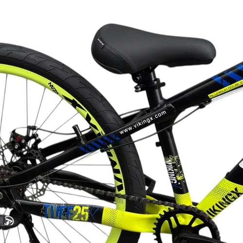 BICICLETA VIKINGX TUFF 25 FREIOS A DISCO PRETO/AMARELO GRAU
