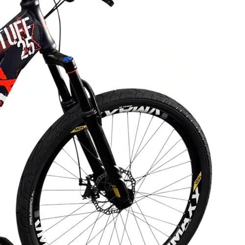 BICICLETA VIKINGX TUFF 25 FREIOS A DISCO ROXO/LARANJA GRAU