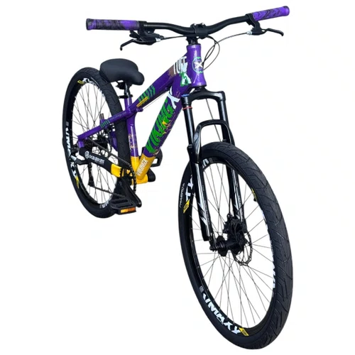 BICICLETA VIKINGX TUFF 25 FREIOS A DISCO ROXO/VERDE GRAU