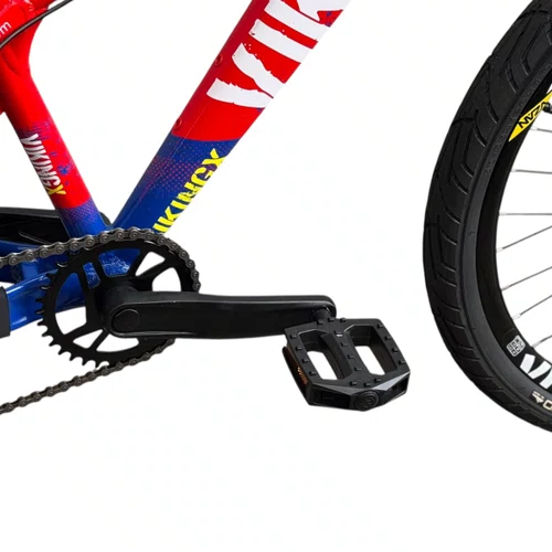 BICICLETA VIKINGX TUFF 25 FREIOS A DISCO VERMELHO/AZUL GRAU