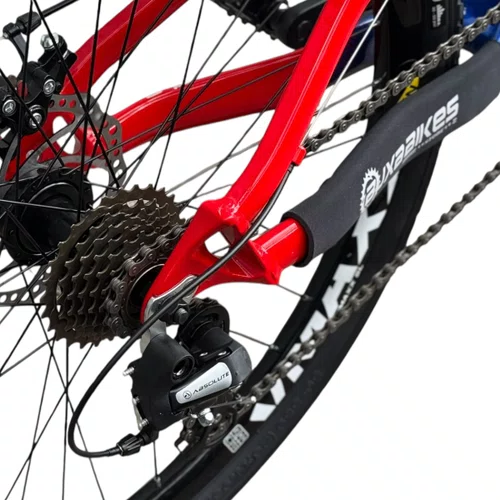 BICICLETA VIKINGX TUFF 25 FREIOS A DISCO VERMELHO/AZUL GRAU