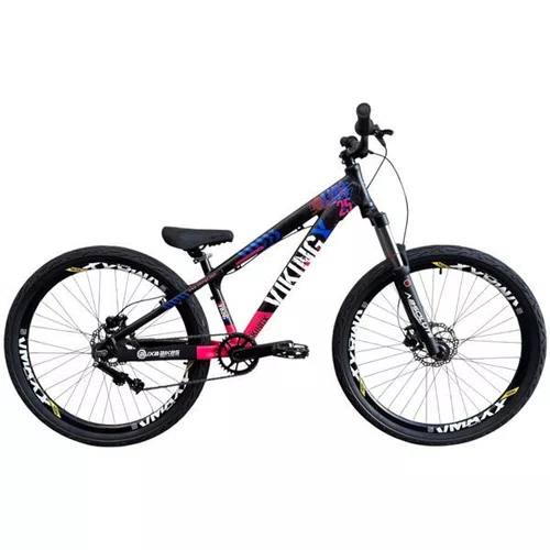BICICLETA VIKINGX TUFF 25 PRETO/AZUL/ROSA SINGLE WHEELING/GR