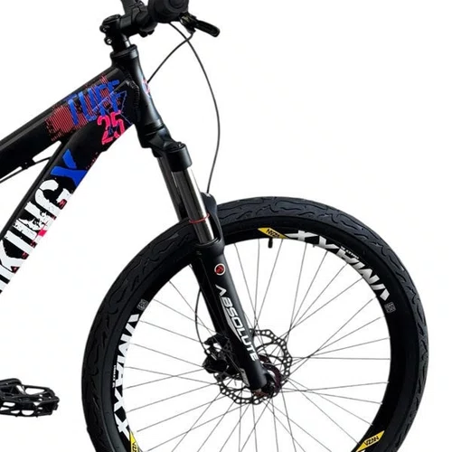 BICICLETA VIKINGX TUFF 25 PRETO/AZUL/ROSA SINGLE WHEELING/GR