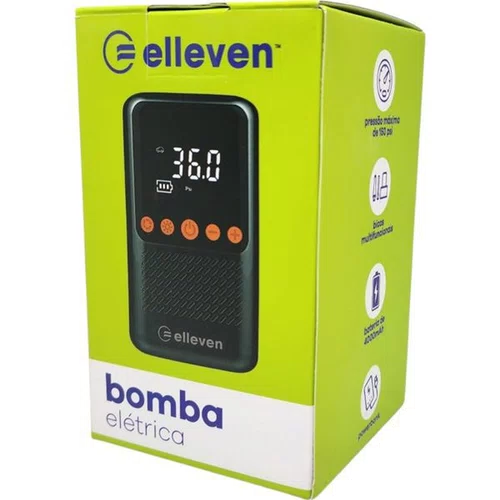 BOMBA DE AR ELETRICA ELLEVEN ATÉ 150 PSI CARRO/MOTO/BIKE