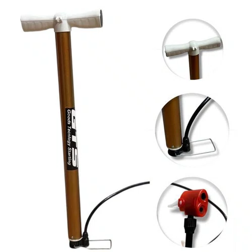 BOMBA P/ ENCHER PNEU BIKE/MOTO/CARRO GTS DOURADA 590MMX35MM