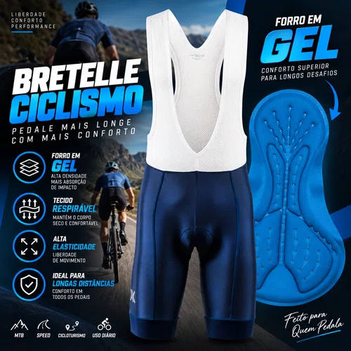 BRETELLE MASCULINO MTB SPEED MATTOS RACING BIKE GEL AZUL