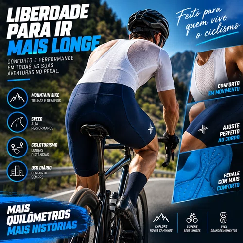 BRETELLE MASCULINO MTB SPEED MATTOS RACING BIKE GEL AZUL