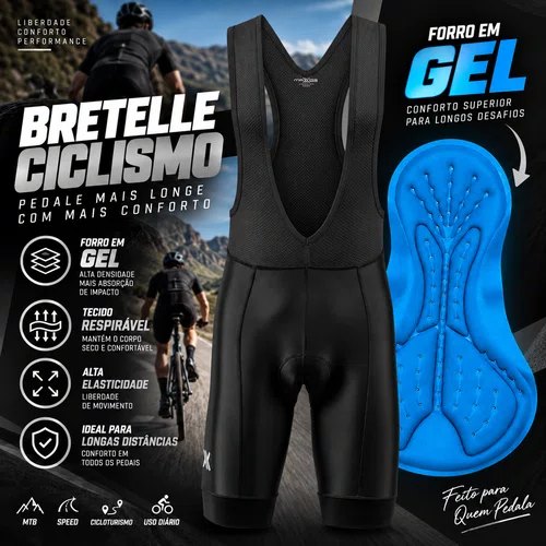 BRETELLE MASCULINO MTB SPEED MATTOS RACING BIKE GEL PRETO