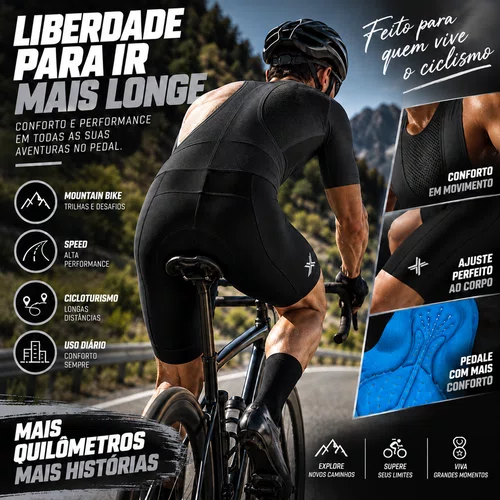 BRETELLE MASCULINO MTB SPEED MATTOS RACING BIKE GEL PRETO