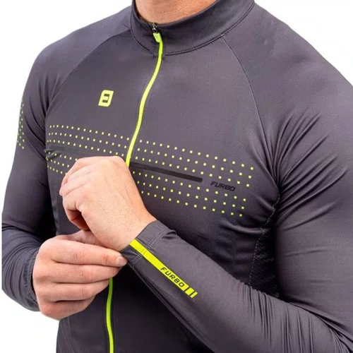 CAMISA CICLISMO MASCULINA MANGA LONGA FURBO GRID CINZA
