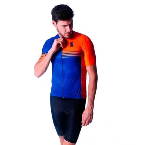 CAMISA CICLISMO MASCULINA ULTRACORE FASTNESS AZUL/LARANJA 3G