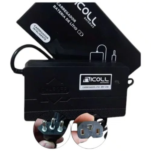 CARREGADOR NICOLL 3.5A BATERIA LITIO MCN 48V TRIPOLAR